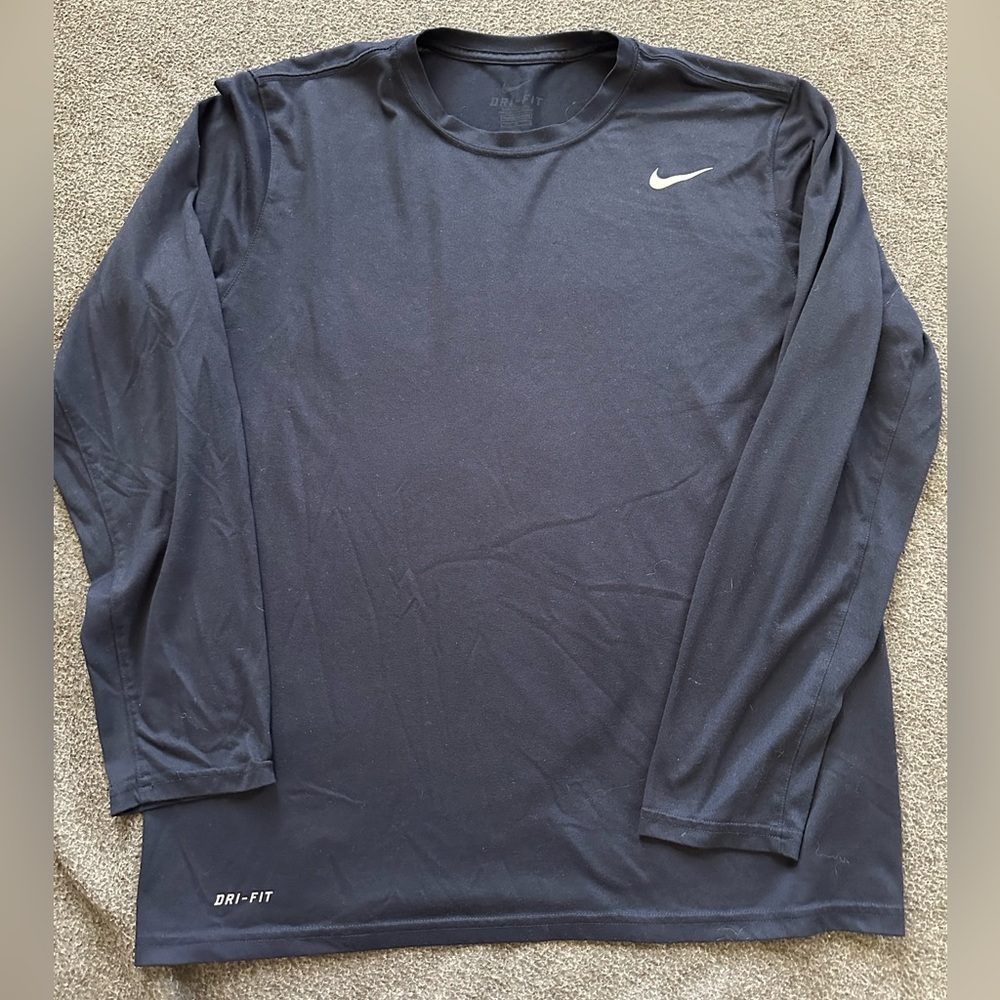 Nike Men's Long Sleeve Dri-FIT Tee - Dark Blue